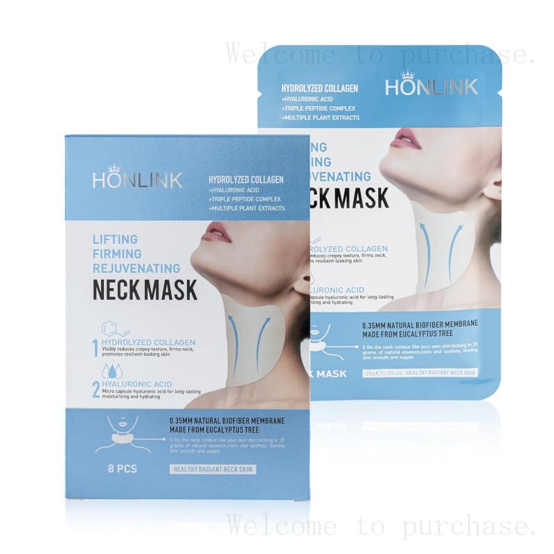 Máscara para Pescoço 8PCS, Conjunto de Máscaras para Pescoço com Colágeno Hidrolisado HONLINK com Ácido Hialurônico e Pe