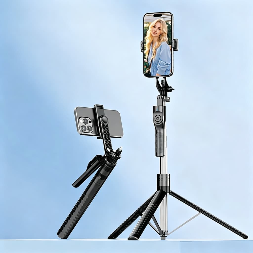 Tripé de bastão de selfie para celular de 1,9m, controle remoto integrado, portátil K50