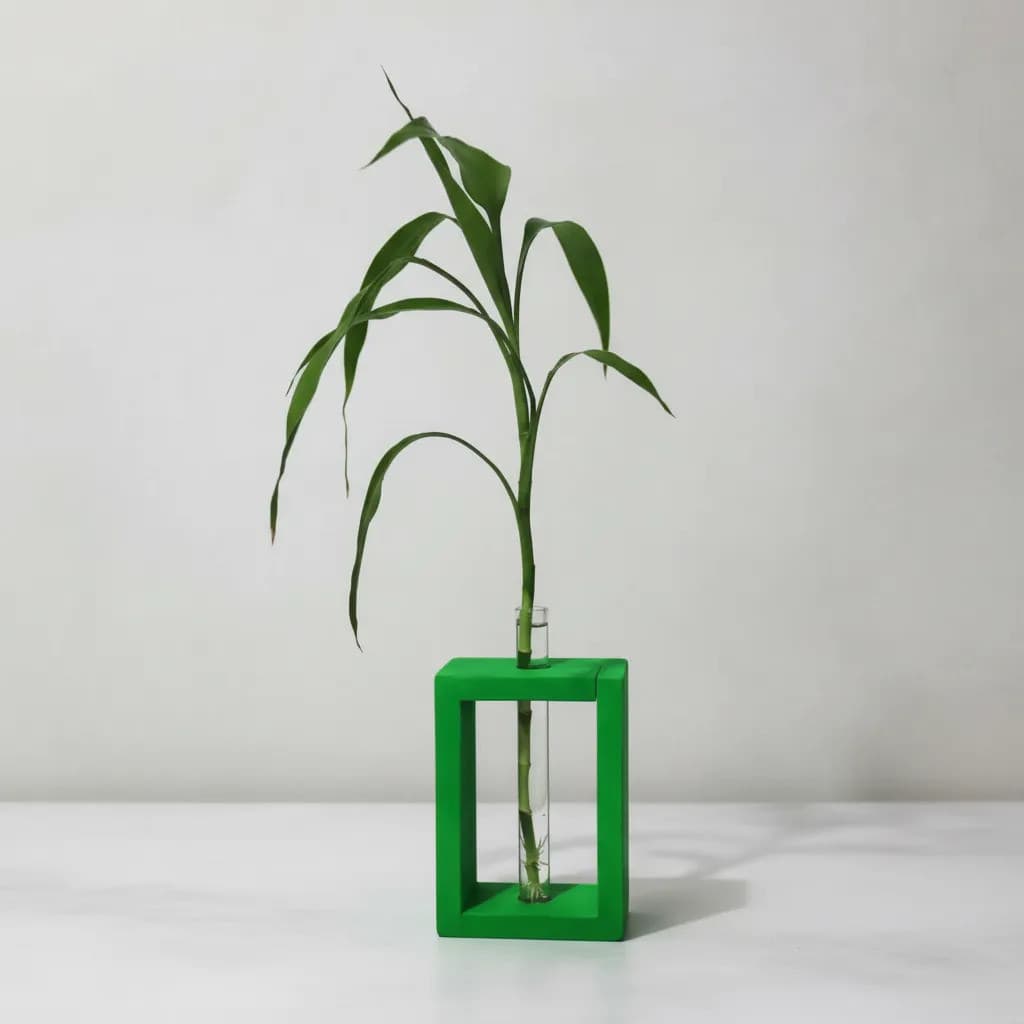 Bambu Da Sorte + Vaso Vidro + Suporte 15cm