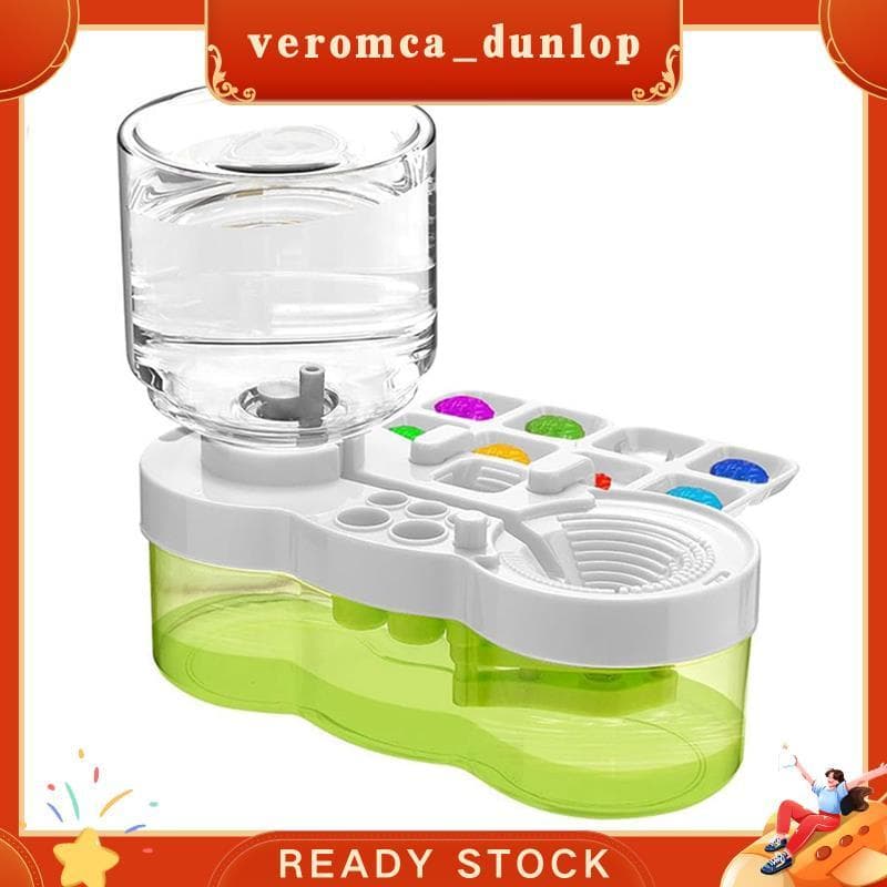 Limpador De Pincel Com Dreno E Suporte Para Crianças , Acessórios De Aquarela Verde