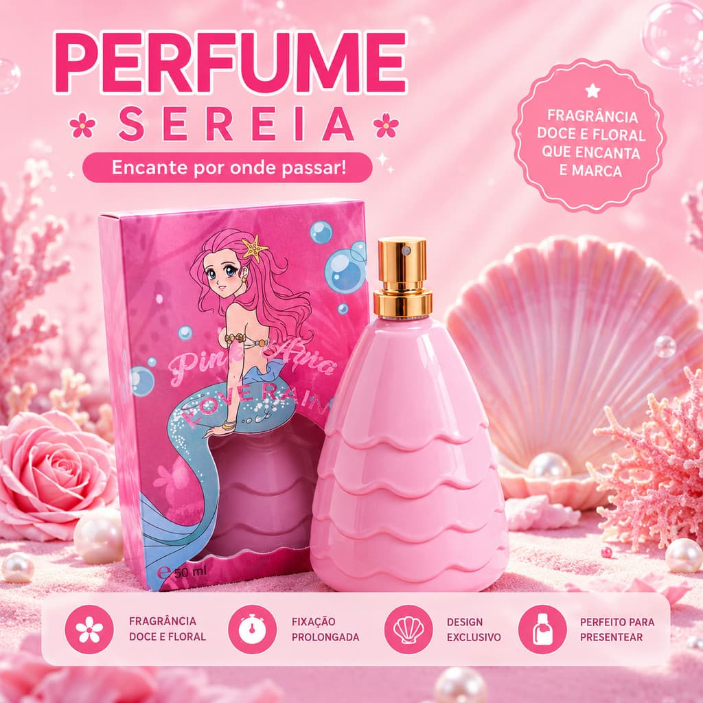 Perfume Feminino Importado Infantil Suave Longa Duração 30ml Love Rain Embalagem Sereia