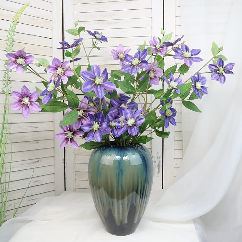 Flores artificiais Simulação de influenciador Britânico Clematis Simulação flores Casa Decoração suave Modelo Sala Pasto