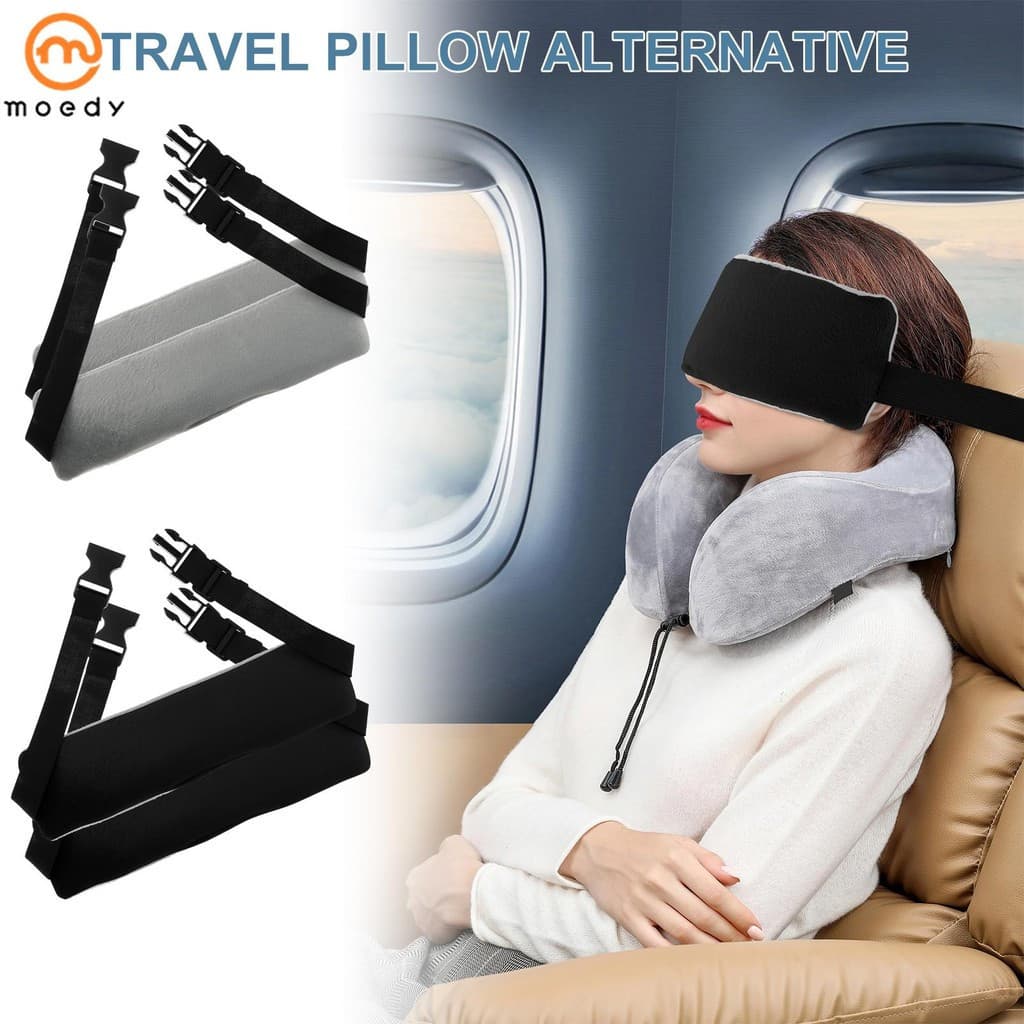 2 Pçs Travesseiro De Viagem Alternativa Confortável Pescoço Suporte Banda Ajustável Cabeça Cinta Para Aviões E Carros SH
