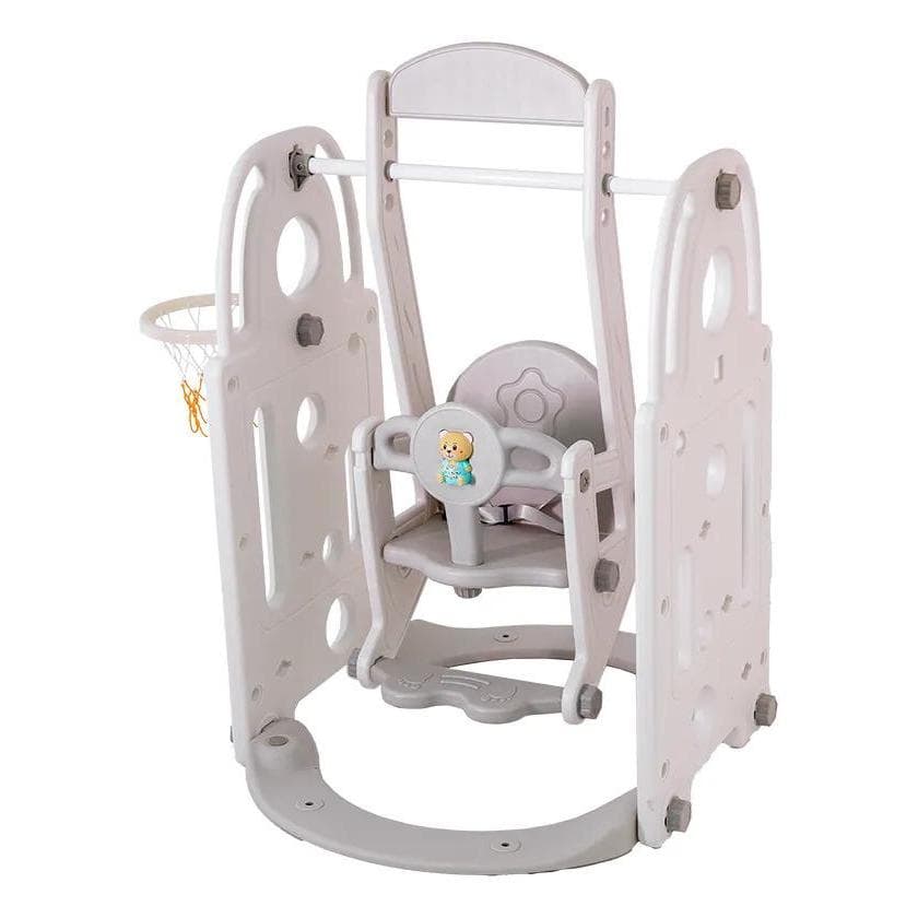 Playground Infantil Freso Balanço e Cesta de Basquete Urso 6 em 1 Seguro e Divertido para Crianças