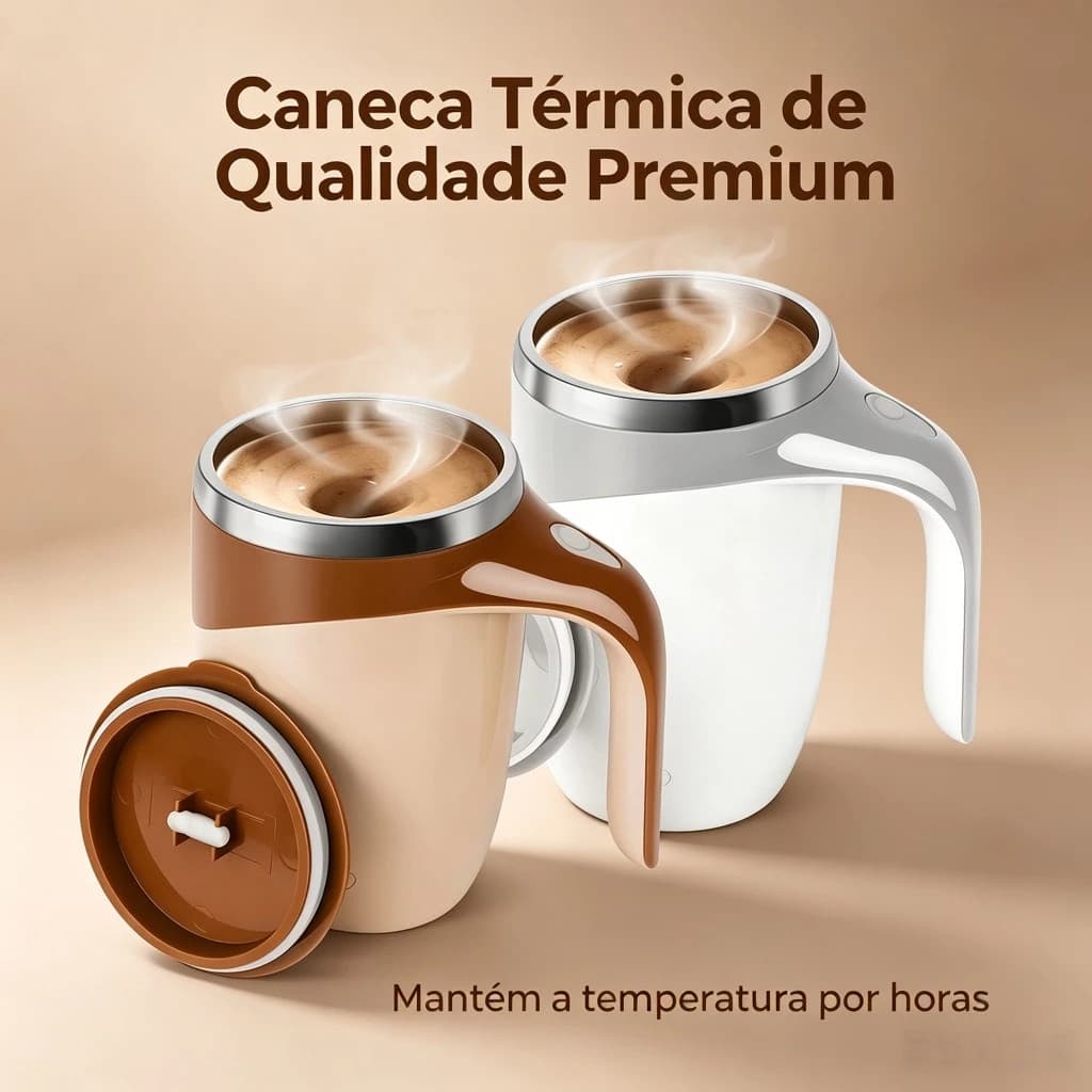 Caneca Misturadora Automática Elétrica USB Bateria Recarregável Mixer Café 380ml Inox para Café yoyobel