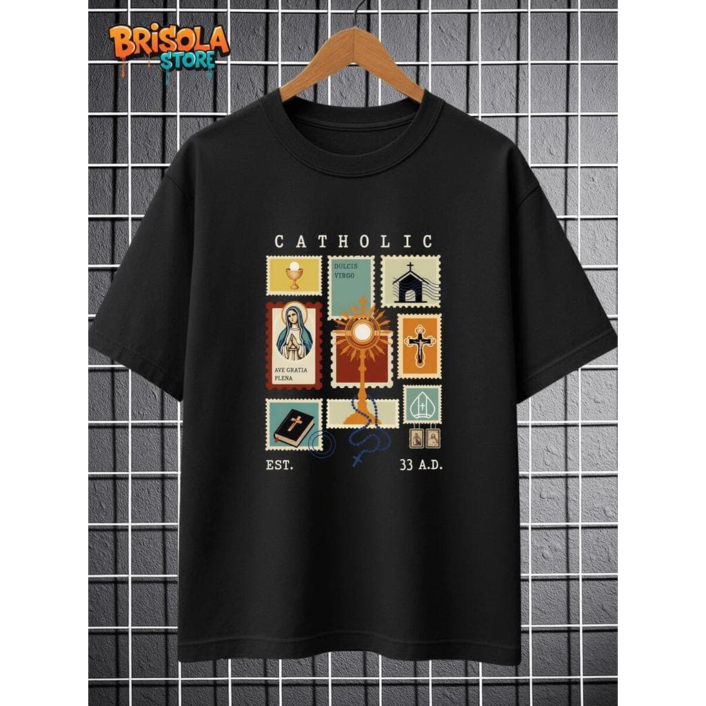 Camiseta Católico Apostólico Virgem Maria Nossa Senhora Eucaristia Oração Catholic Unissex 100% Algodão Camisa Premium