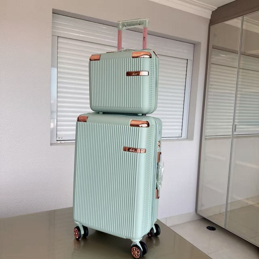 Kit Mala com Frasqueira 15kg, Alto Qualidade,4 Double wheel Roda Gira 360 Grau/ mala de viagem