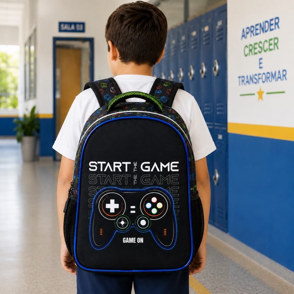 Mochila Escolar Masculina De Alças Vídeo Game Crianças