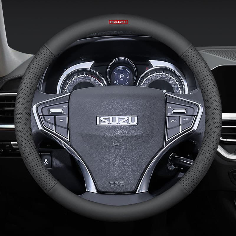 Capa de volante de couro Isuzu D Max Mux D-MAX MU-X, capa de proteção para volante, acessórios para carro