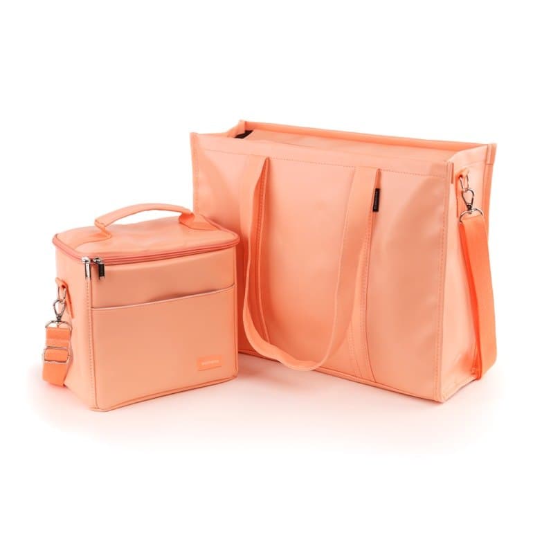 Kit Bolsa Tote Pro com Alça + Térmica Move Média Laranja Papaya Cream