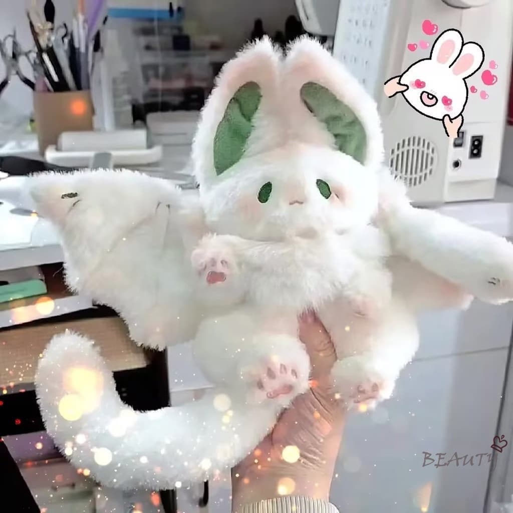 Brinquedo de Pelúcia Criativo de 45cm, Morcego Branco Fofo, Coelho Engraçado, Almofada de Pelúcia Macia 5ONA