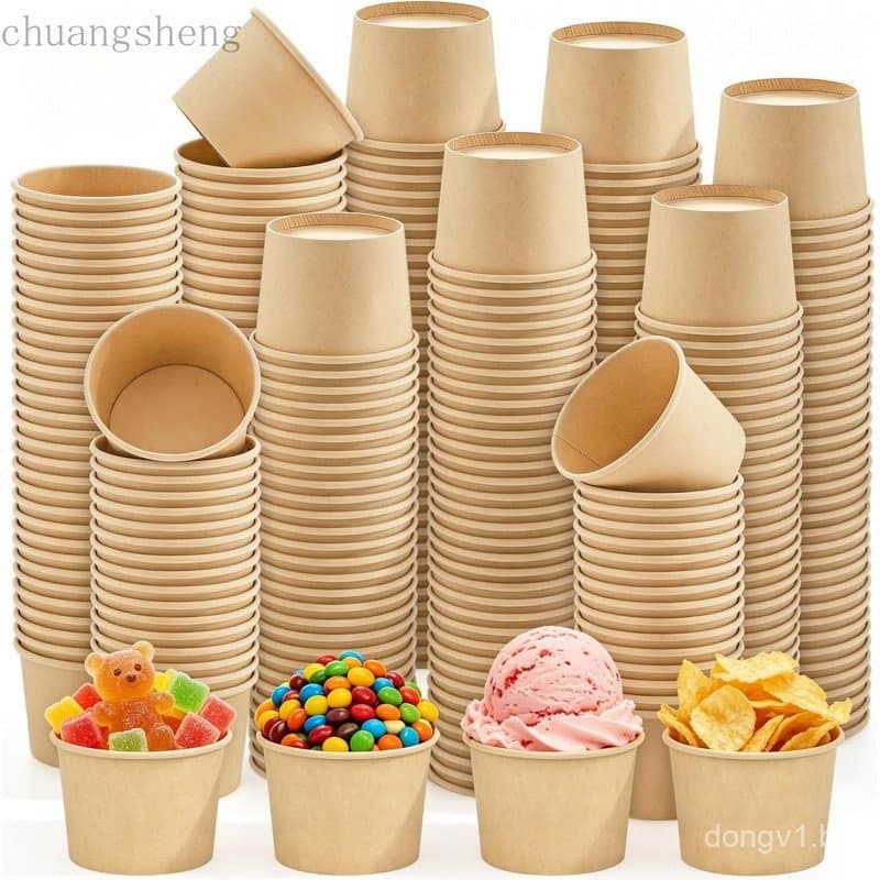 Ruisita 300 Pacotes de Copos de Papel Descartáveis de 5 oz, Copos para Sorvete, Tigelas de Papel Kraft para Sopa, Copos
