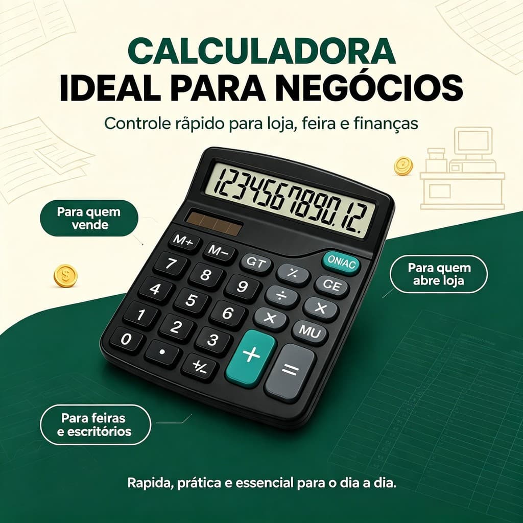 Calculadora Portátil 12 Dígitos Essencial Negócios |Display Grande Porcentagem Finanças Contas |Mesa Escritório Comércio