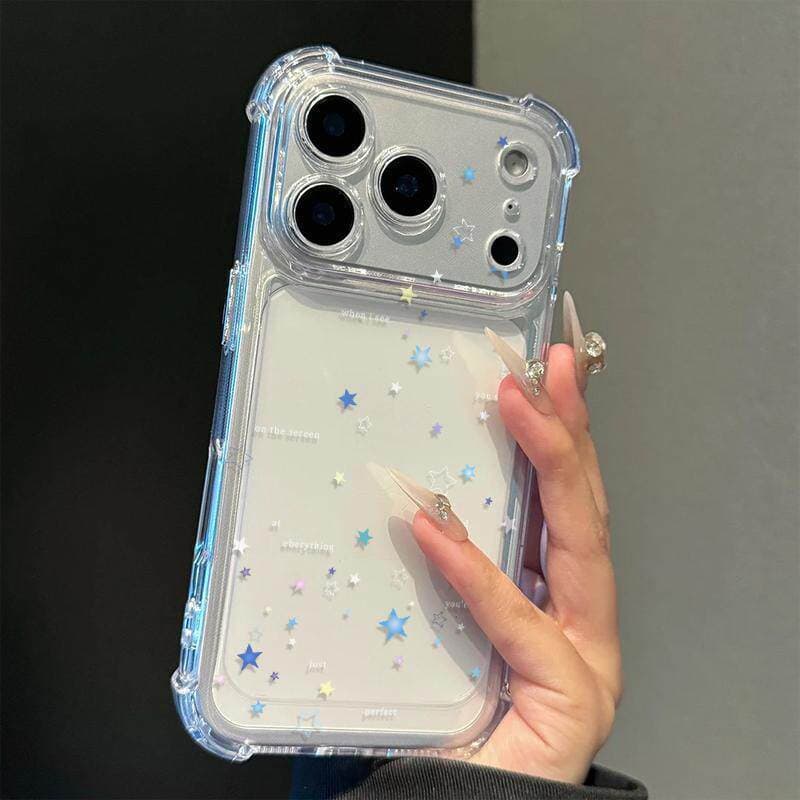 Estrela branca azul adequada para iphone17promax capa de telefone desenho animado 16/15 novo estilo 13 Airbag 14PLUS Ant