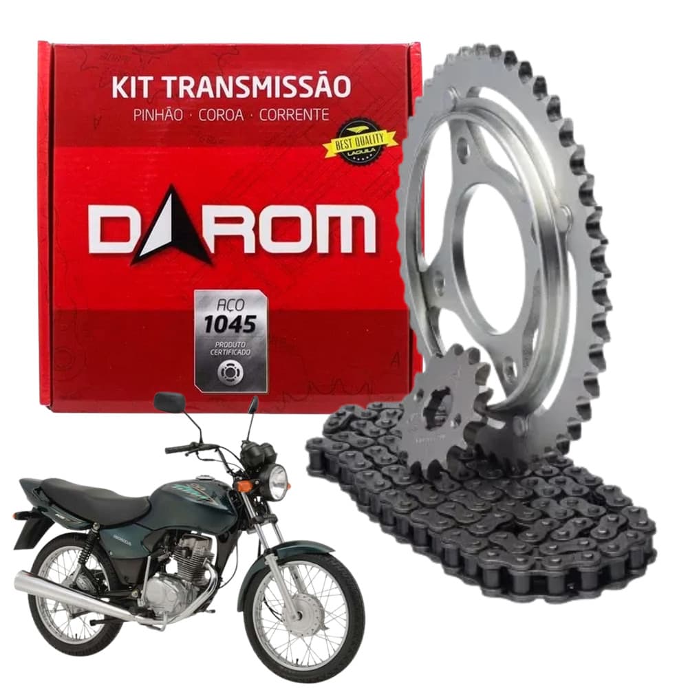 Kit Relação Transmissão Darom Cg 125 2000 a 2008 Aço 1045