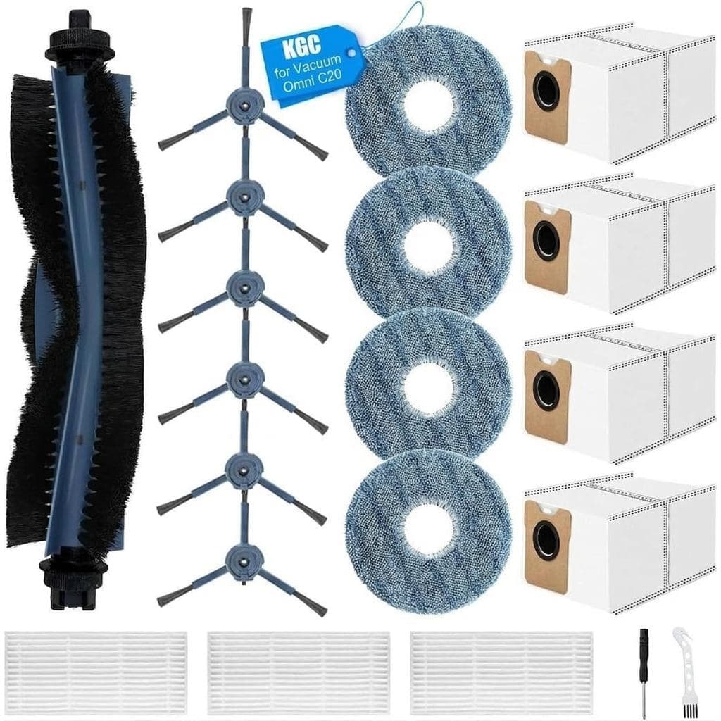 Acessórios KGC para eufy Omni C20, Pacote com 20 Peças de Reposição para Aspirador Robô Eufy C20 Omni, 4 Sacos de Pó, 3