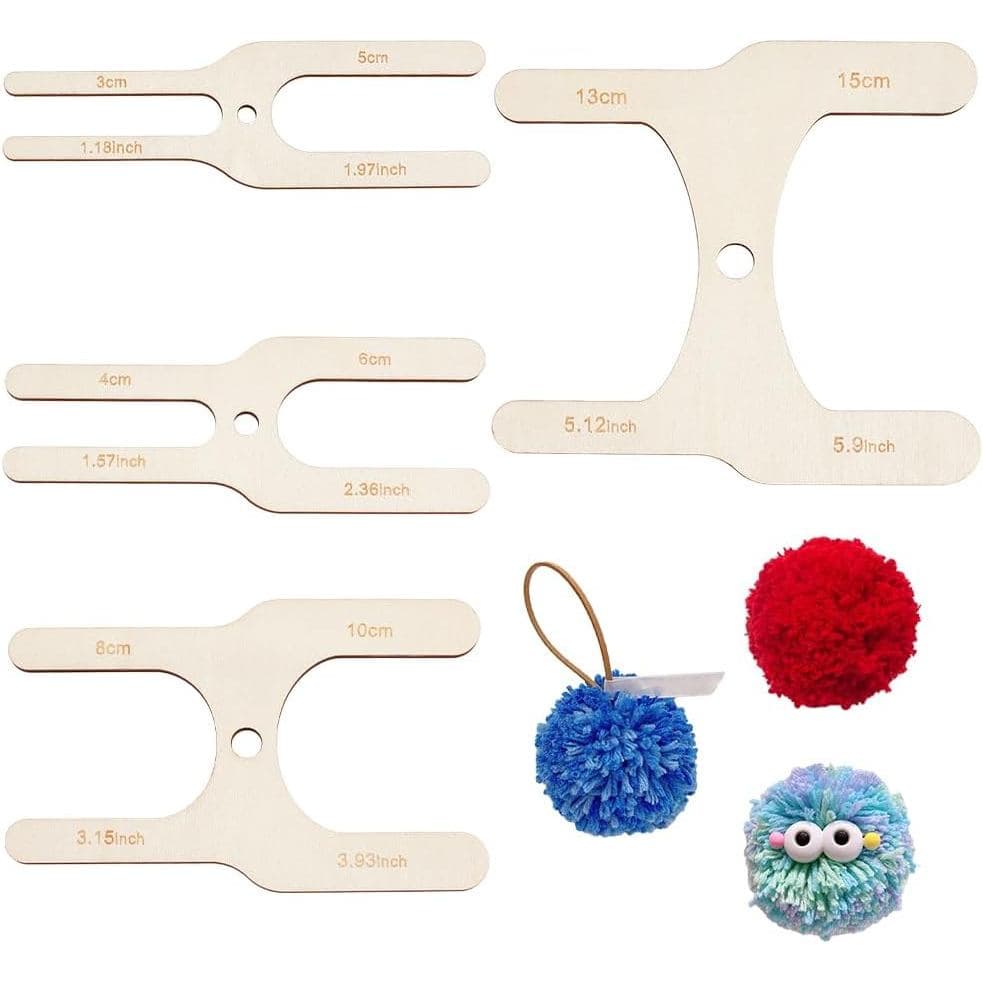 BENECREAT 4 Peças 8 Tamanhos Ferramenta de Fazer Pompons de Madeira, Kit para Fazer Bolas de Lã em Forma de H para Artes