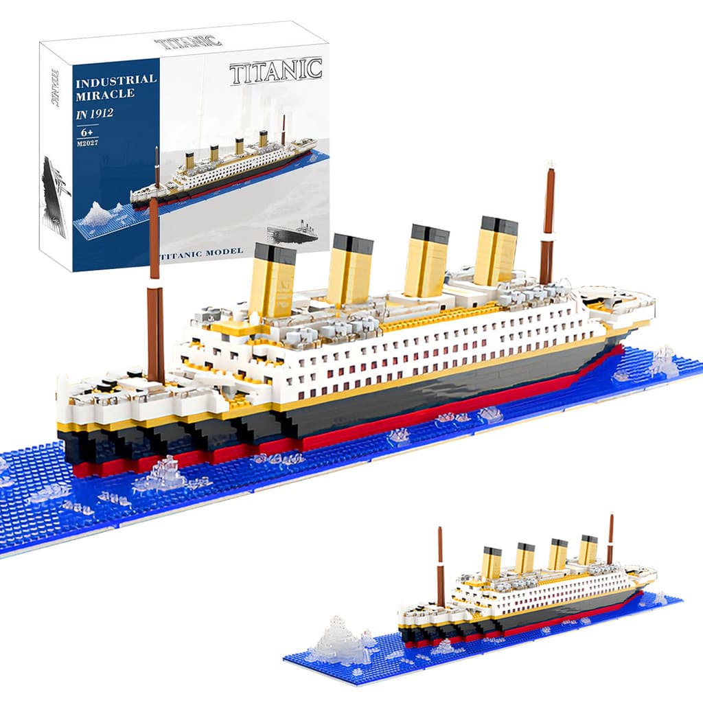Kit Blocos de Montar Titanic 1855 Peças Navio Inclinável Maquete para Montar Brinquedo ABS