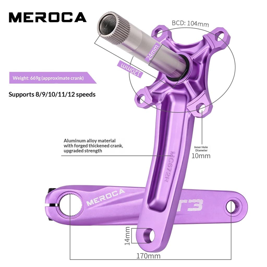 Mountain Bike oco integrado pedaleira conjunto 8-12 velocidade modificado 104BCD positivo negativo manivelas único disco