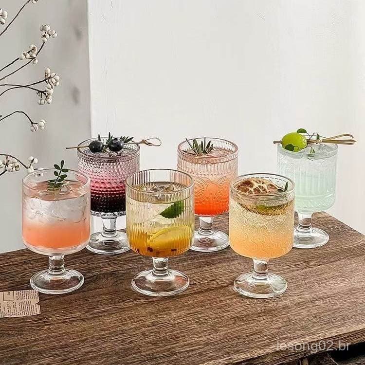 Copo de vinho mulado retrô estilo ins de alto valor, suco, bebida, Design de vidro, nicho, vidro doméstico, vidro de lei