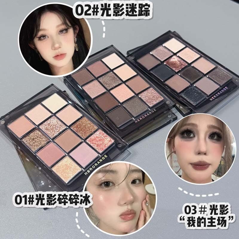 HERORANGE ~ Luz e Sombra Mistério Sombra de Doze Cores Perolada Fina Piscando Destaque Iluminando Paleta de Sombras Cor