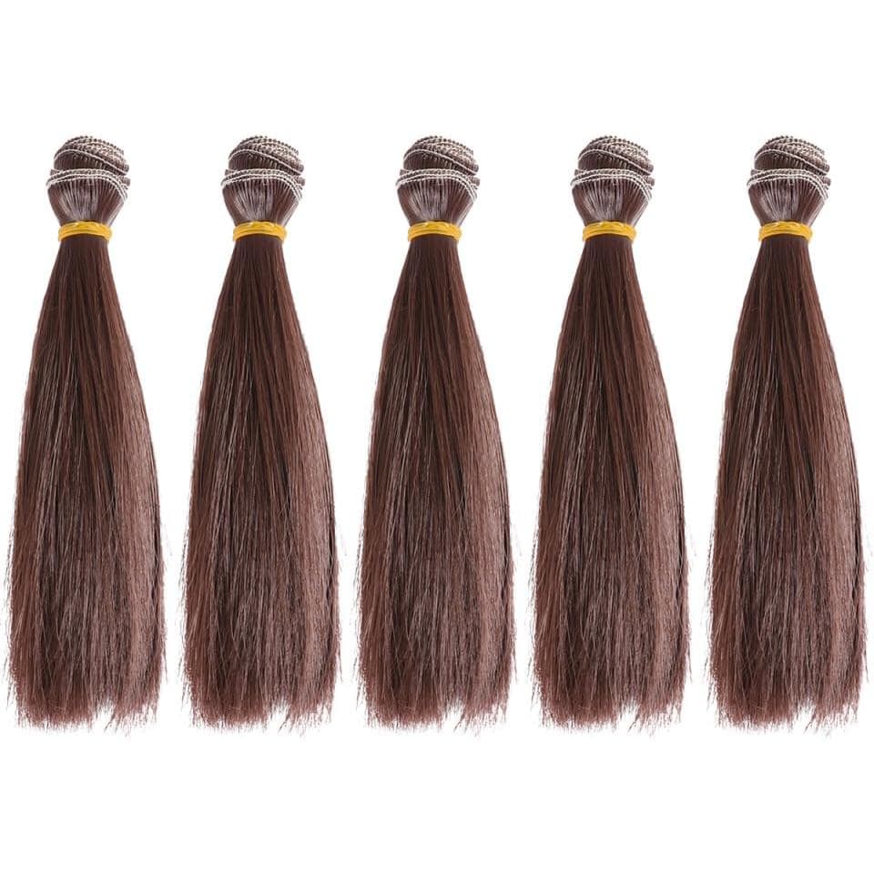 Peruca de Cabelo Liso Resistente ao Calor KALLORY de 5,9 Polegadas, Leve, para Projetos Escolares e Artesanato de Boneca