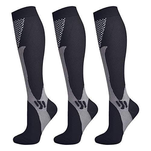 3 Pares de Meias de Compressão para Homens e Mulheres, para Corrida, Ciclismo, Esportes, Altas até o Joelho, Alívio de V