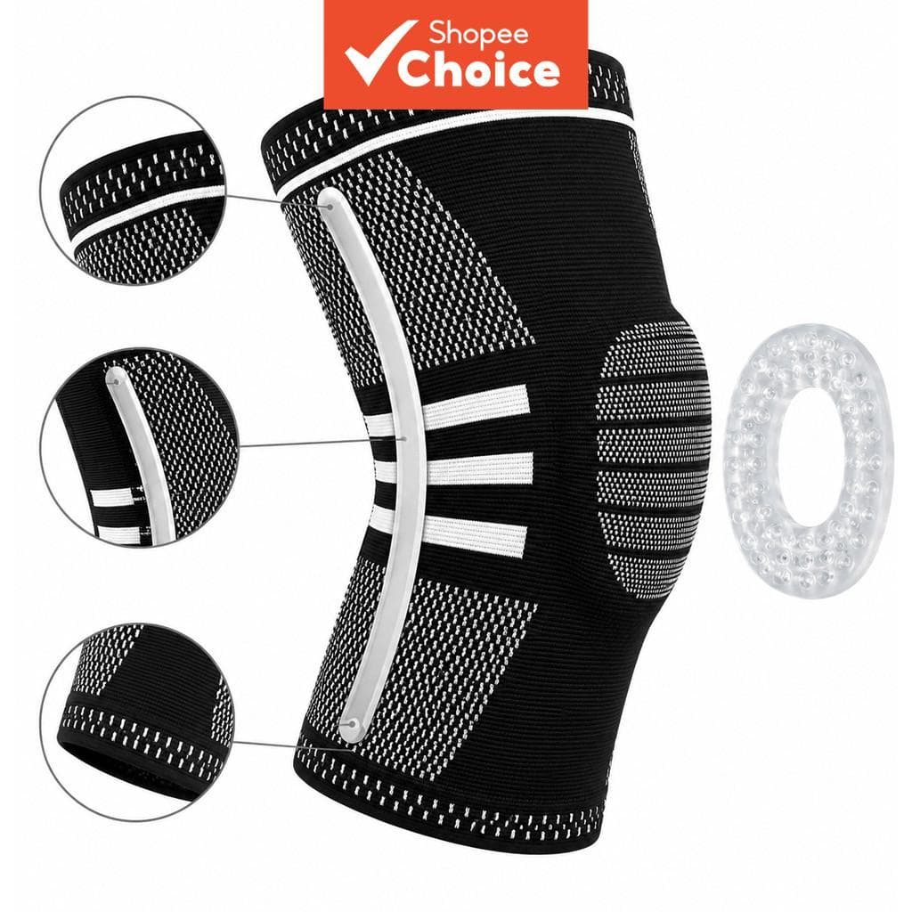 Joelheira Esportiva Com Absorção De Choque De Silicone , Proteção Antiderrapante , Equipamento De Aperto Automático Para