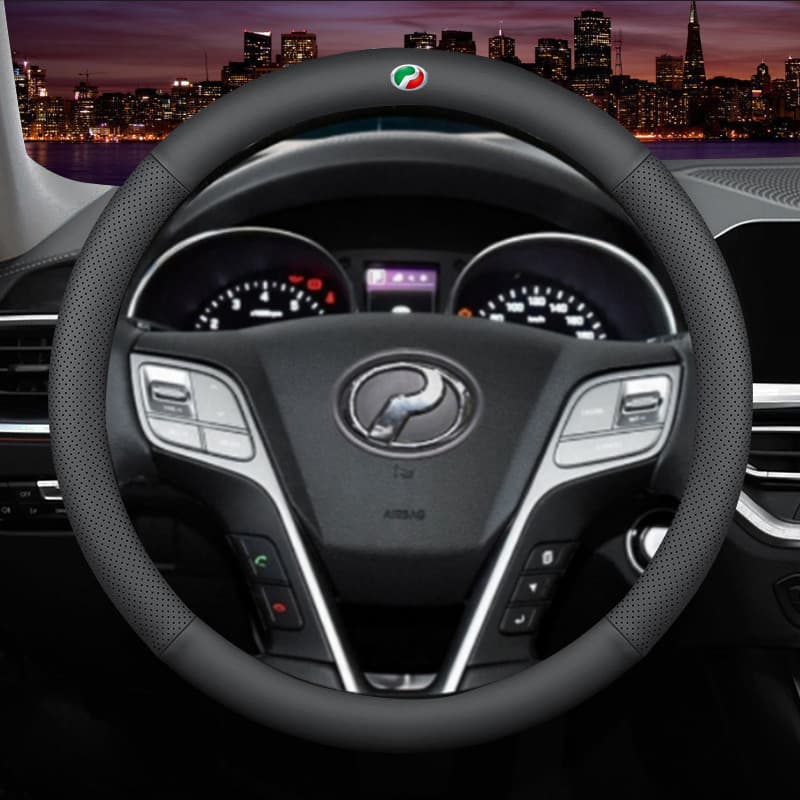 Capa para Volante de Carro em Couro Microfibra, Protetor de Volante Respirável e Antiderrapante, 38Cm, Para Perodua Keli