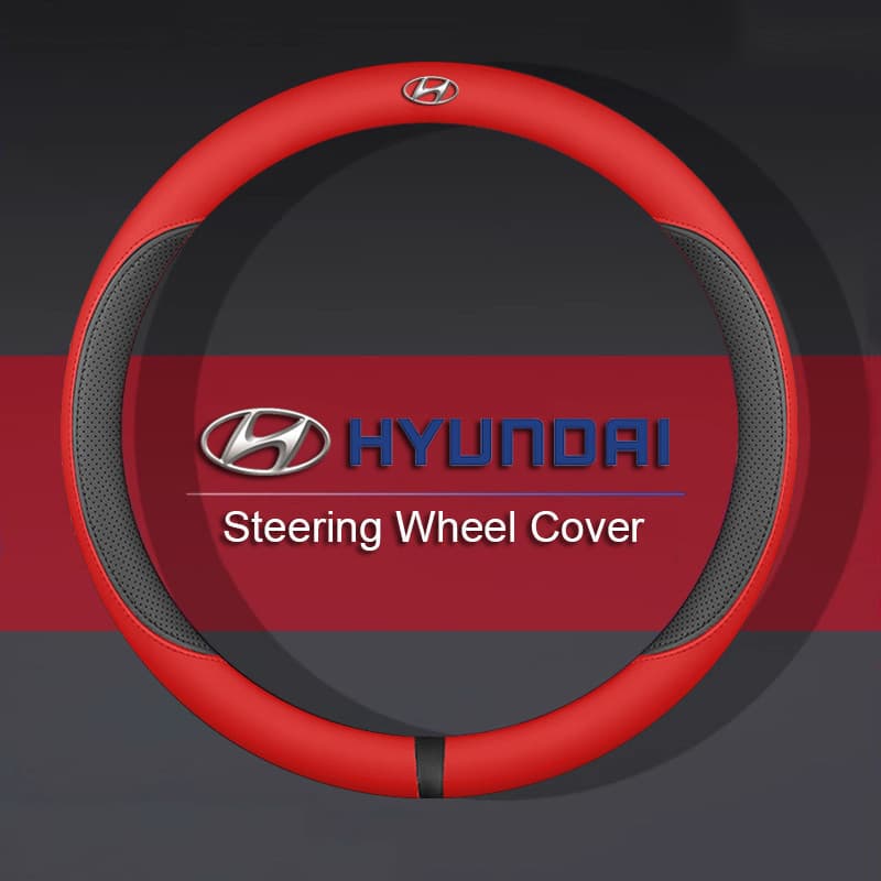 Capa de Volante em Couro Microfibra Vermelha Antiderrapante Confortável para Hyundai Elantra i10 i30 Tucson Ioniq Santa
