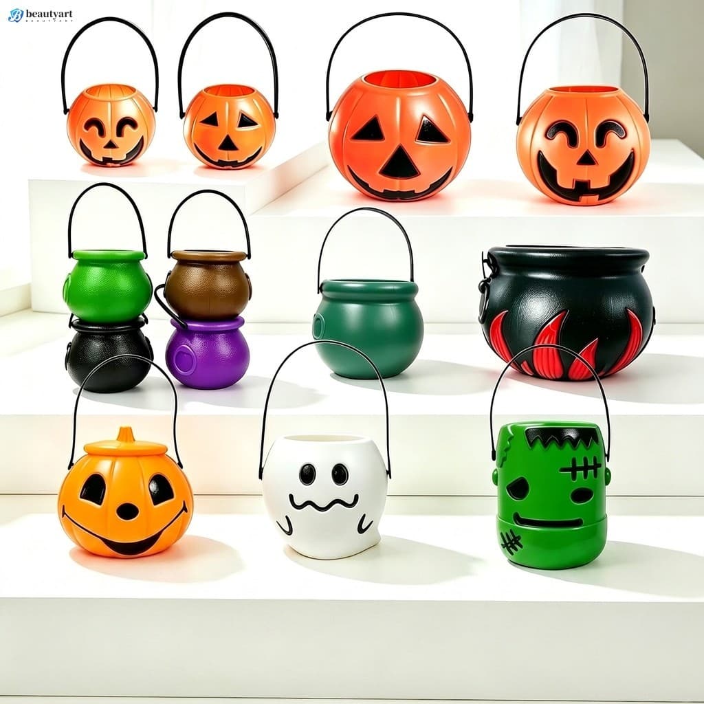 Balde De Doces Com Lanterna De Abóbora De Halloween Infantil-Decoração Portátil Para Ou Travessuras