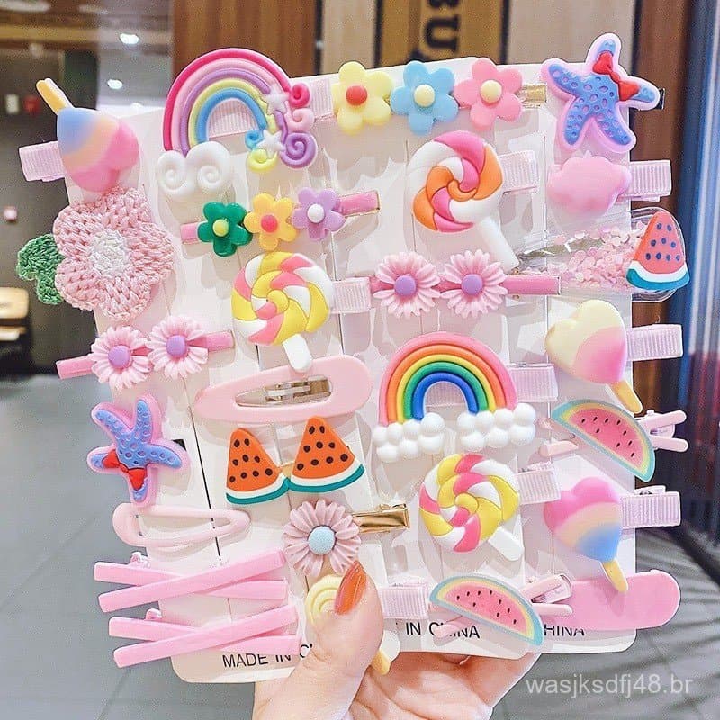 28 Unidades de Presilhas e Xuxinhas Coloridas Fofinhas Para Cabelo Infantil.. yh8175