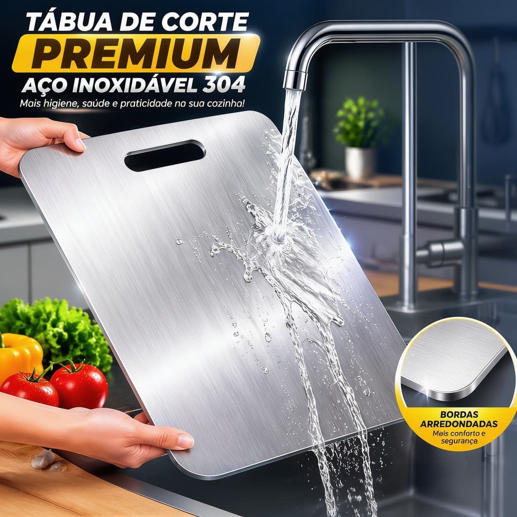 Tábua Corte 46cm x 30cm Grande Aço Inoxidável 304 Antibacteriana Antimofo Cozinha Acessório Utensílio