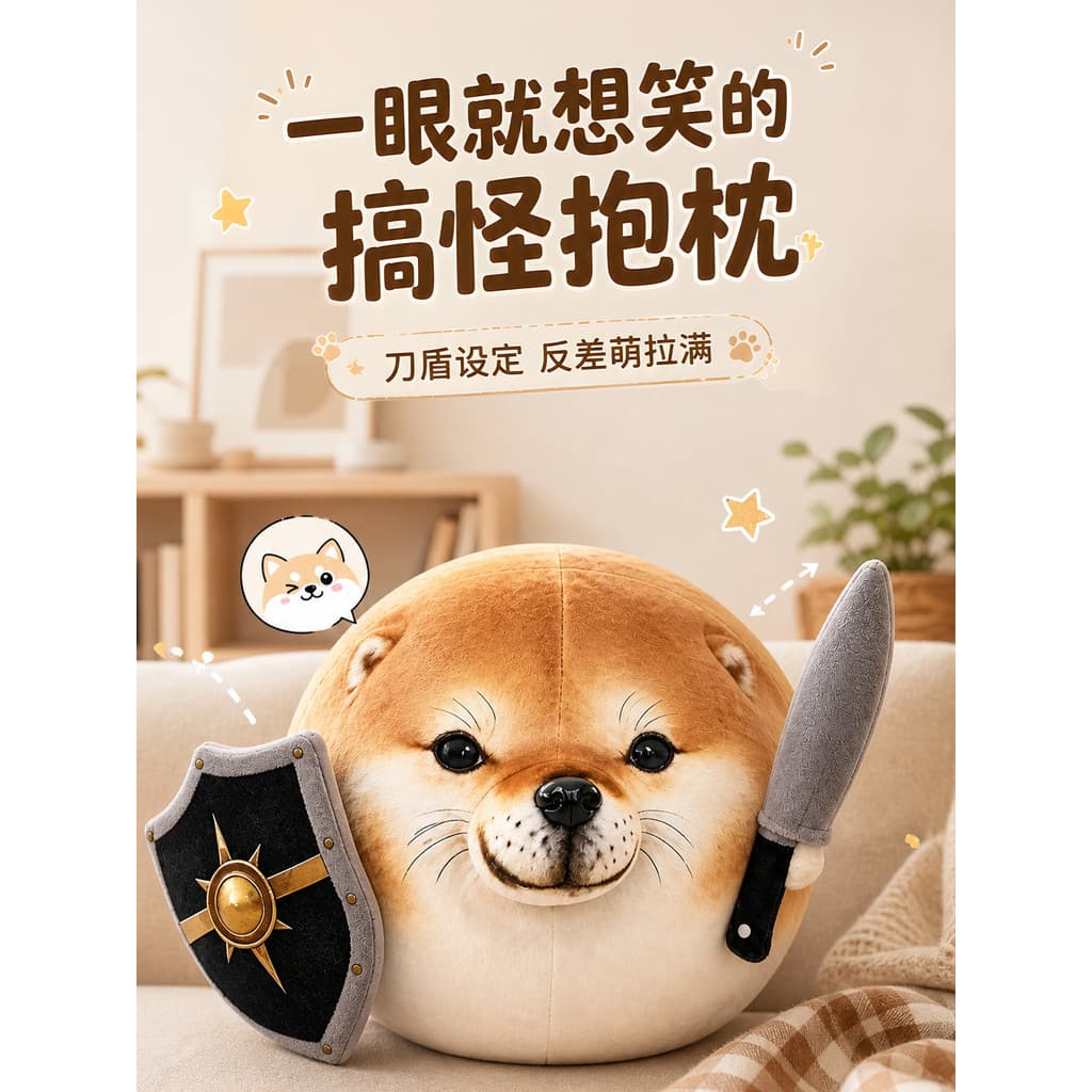 Engraçado minha faca escudo cão boneca travesseiro brinquedo de pelúcia filhote de cachorro Shiba Inu enviar menina meni