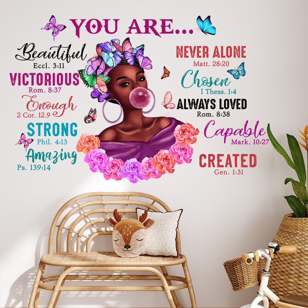 Papel de parede dos desenhos animados menina inglês provérbios Slogan adesivos de parede quarto das crianças sala de est