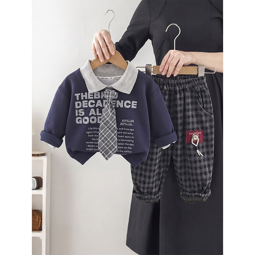 Bonito menino frito rua terno primavera outono 3 crianças roupas 2026 novo estilo bebê Split moda 1 ano de idade bebê ou