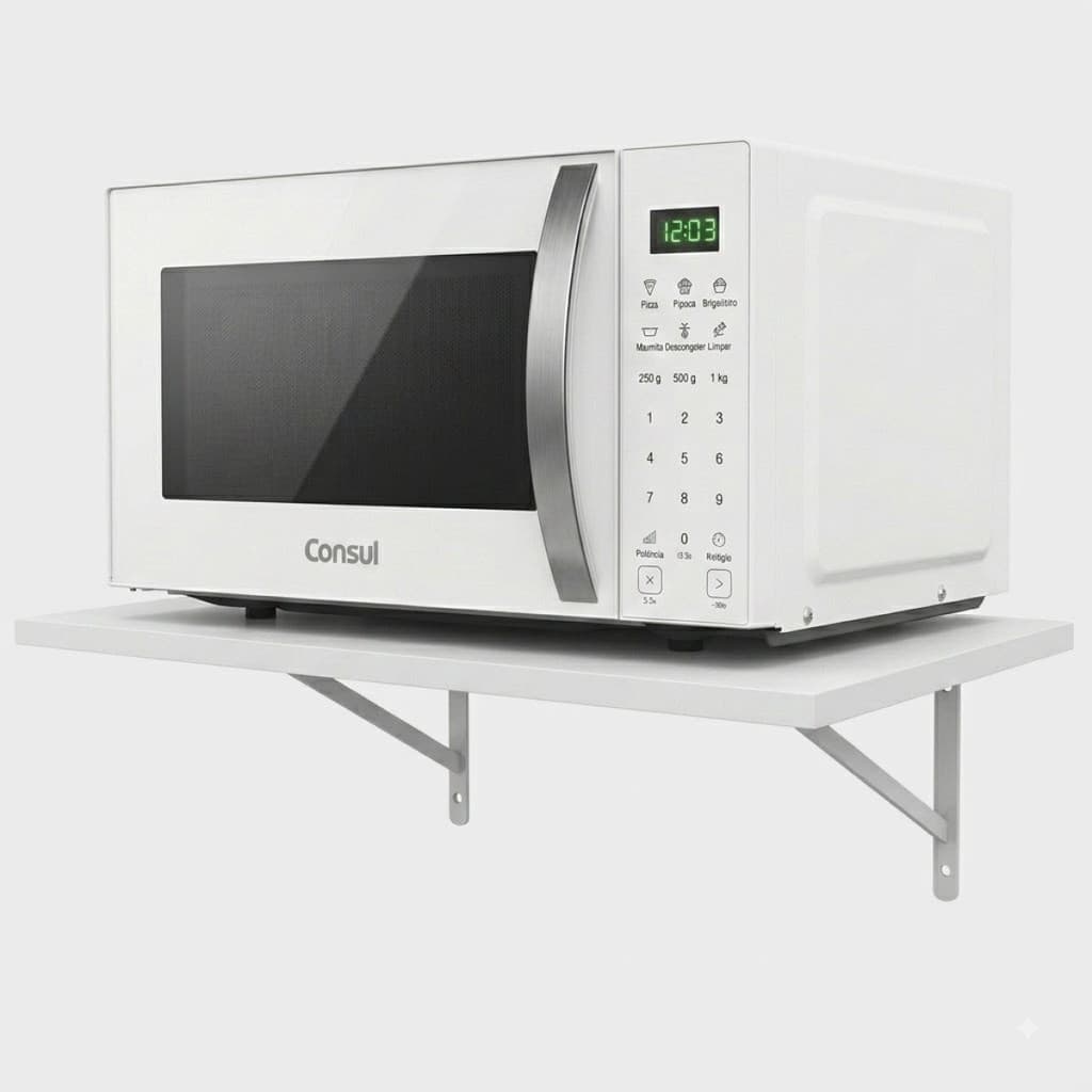 Prateleira Suporte para Microondas e Forno 60x40cm Cozinha Parede Organização Branco ou Preto
