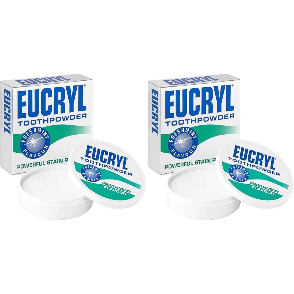 Pó Dental Eucryl Freshmint, Pó Clareador de Dentes, Poderoso Removedor de Manchas, para Manchas de Tabaco, Chá, Café e V