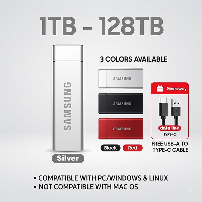 Disco Rígido Externo 128TB 60TB 30TB 16TB Portátil SSD 8TB 4TB USB 3.0 Tipo-C Interface HD De Alta Qualidade