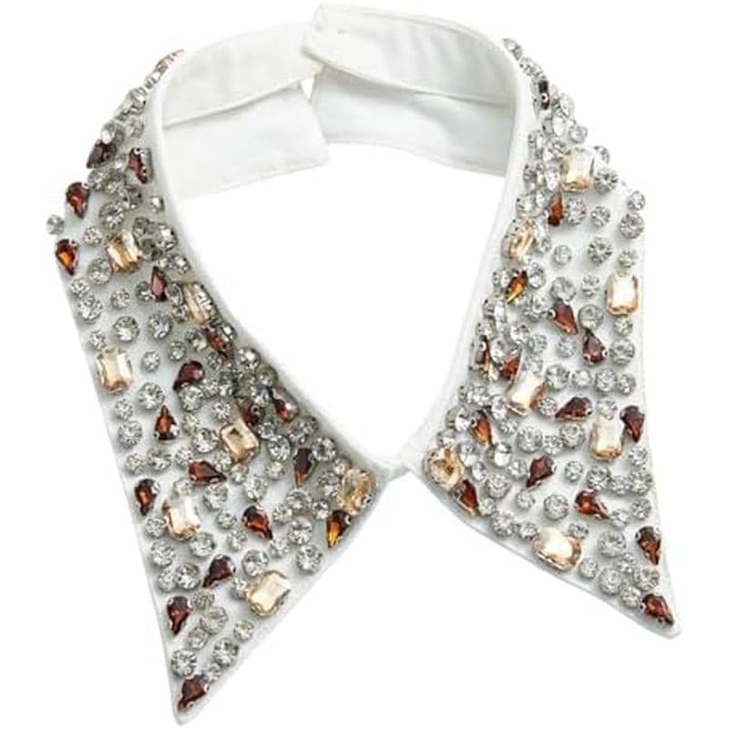 Elegante Colar Falso Com Strass Lapela Pontiaguda Destacável Para Camisas Femininas E Vestido Decoion D
