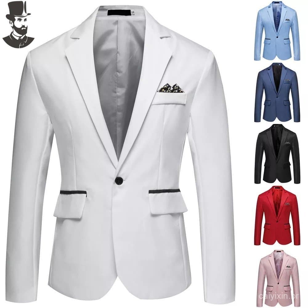 Blazer Formal Masculino Plus Size, Cor Sólida, Manga Longa, Com Botões e Bolsos, Corte Slim para Eventos Sociais Casuais