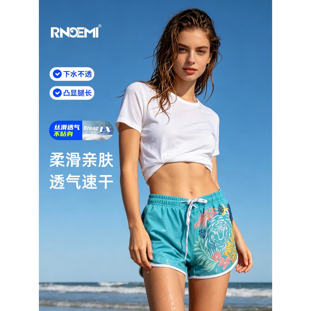 Calças de praia femininas férias de verão respirável Shorts de secagem rápida solto primavera quente Casual pode ser col