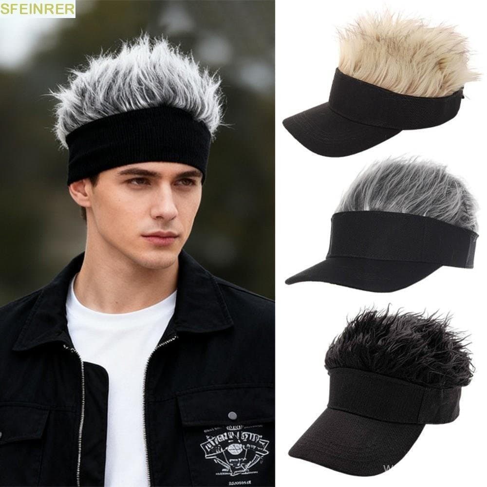 Peruca Masculina SFEINRER , Sintética Espetada Com Penteado De Aparência Natural Cinza Prateado , Ajuste Confortável
