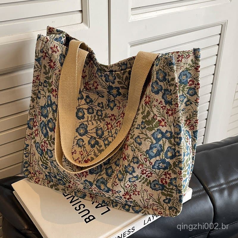 Bolsa de ombro de grande capacidade para mulheres, bolsa de lona estilo ins, bolsa casual para escola e deslocamentos, m