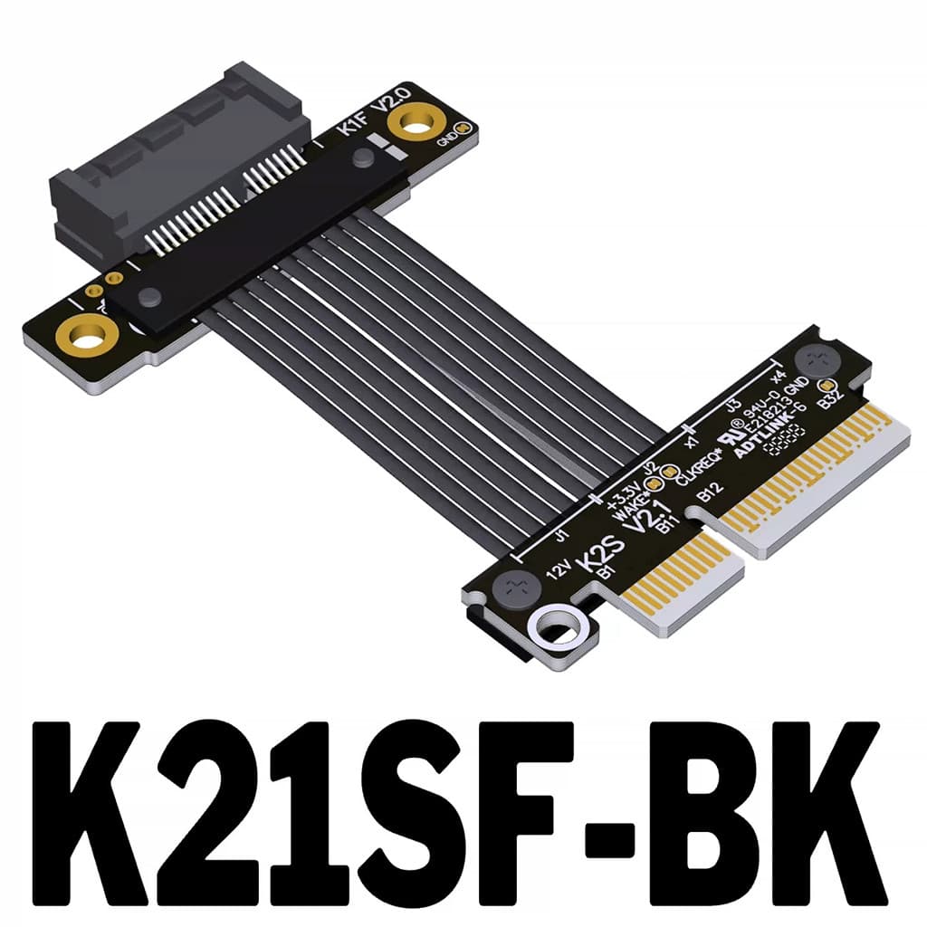 ADT-Link 90/180/270 Graus PCI-E 5.0 X4 Para X1 Gen5 32Gbps Riser Cabo De Extensão Placa De Rede SSD Acelerador