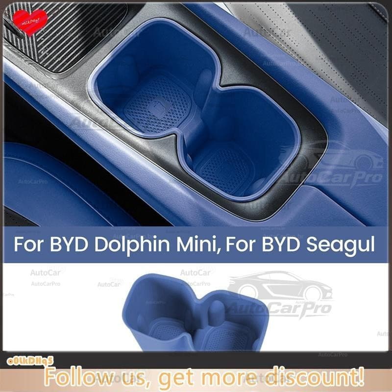 Caixa de Armazenamento para Copos de Carro Azul Marinho, Suporte Antiderrapante para Bebidas, BYD Dolphin Mini/Seagull L