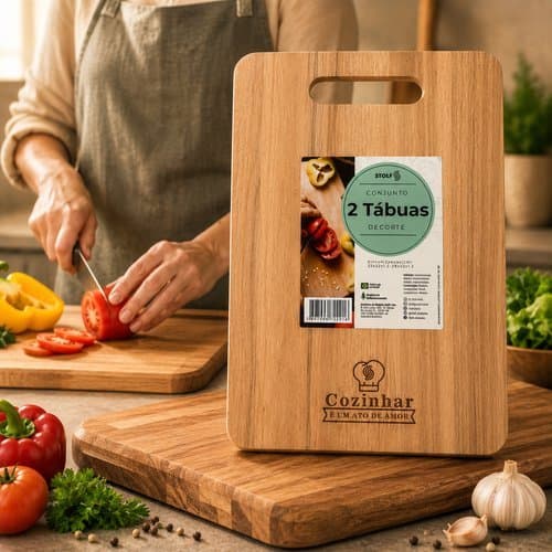 Conjunto Tábuas Corte Dupla Face Antimicrobiana Cozinha Stolf
