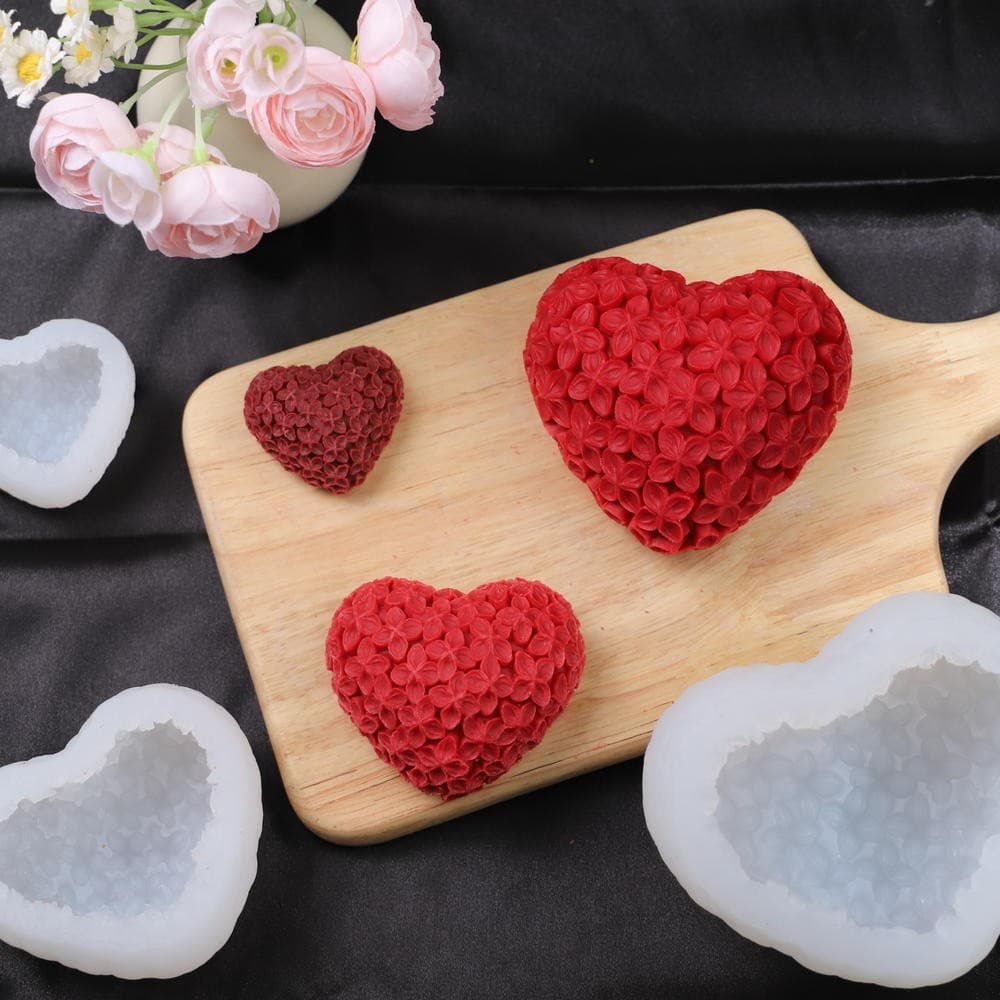 Molde De Silicone Para Flor De Resina De Coração De Bolo Amor Sabonete Em Forma Redonda Doce