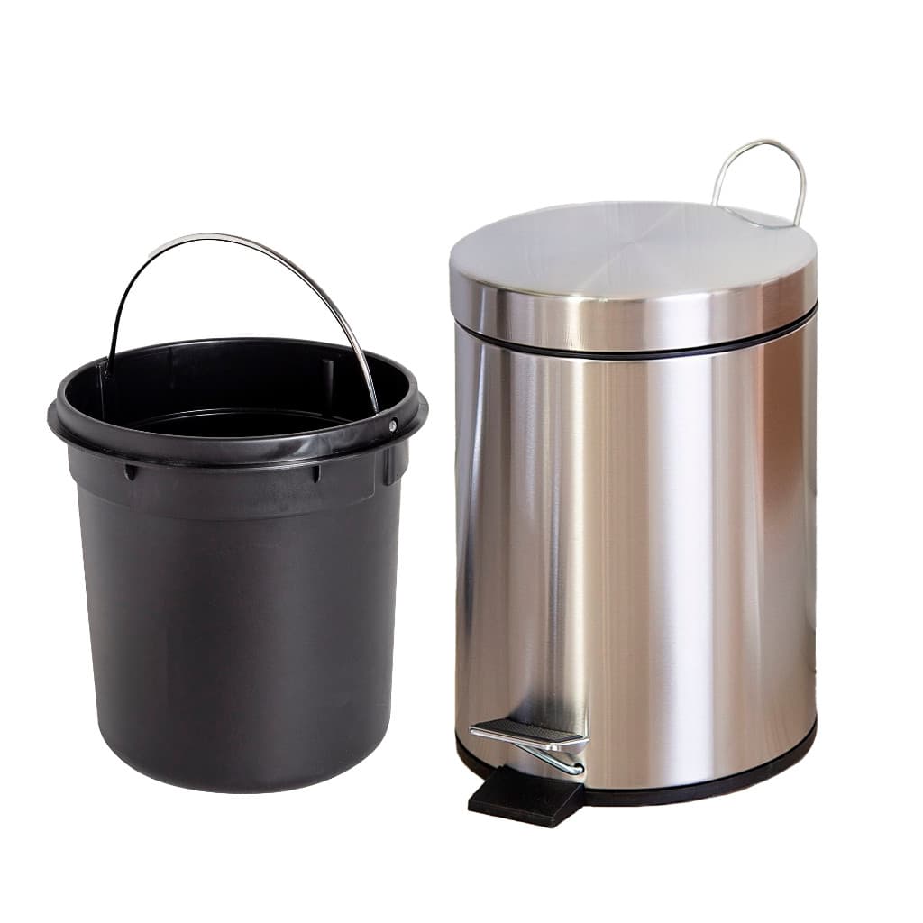 Lixo Lixeira Redonda 3 Litros Aço Inox Alça Balde Cesto Removível Pedal Banheiro Escritório Cozinha
