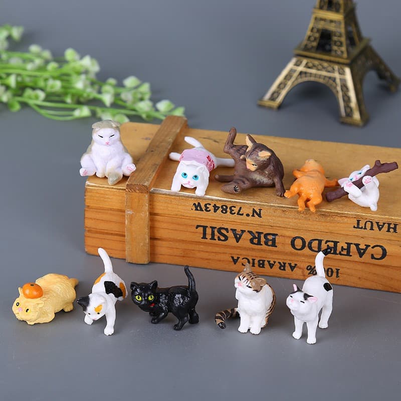 10 Pçs/Set 2-5cm Gato Bonito Ornamentos Em Miniatura Gatinho Estatuetas Modelo Presentes Para Crianças Mesa De Aniversár